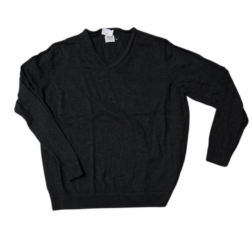JWN mens sweater Charcoal Italian Merino wool Size Large Fisherman quiet luxury